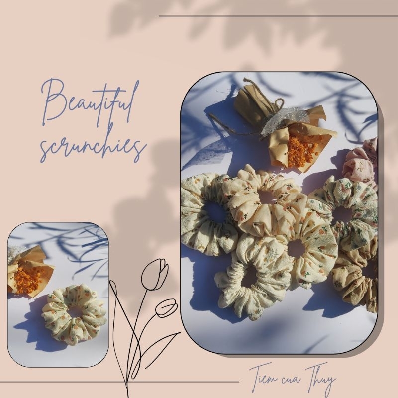 [SALE] Cột tóc vải scrunchies vải thô đũi