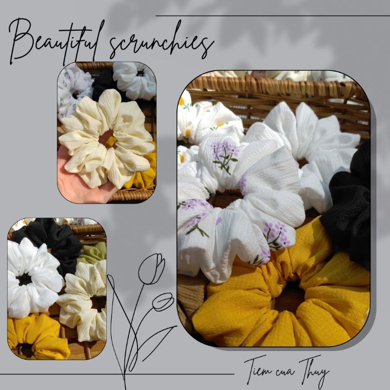 Cột tóc, scrunchies vải bồng bềnh, an toàn cho tóc