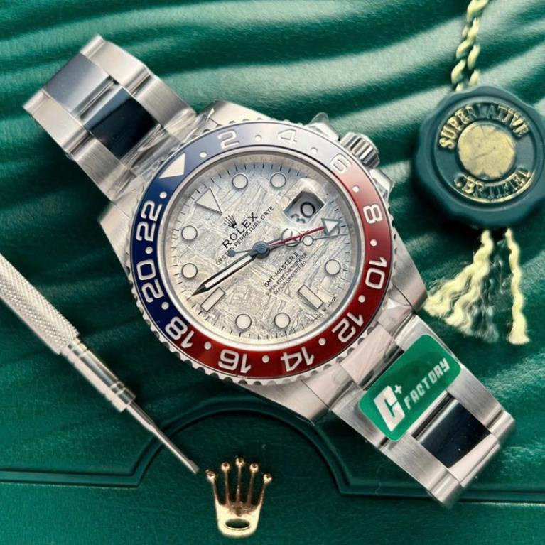 Rolex GMT Pepsi mặt số thiên thạch - Nhà Máy C+ Phiên Bản Cao Nhất - Bảo Hành 2 năm Babu