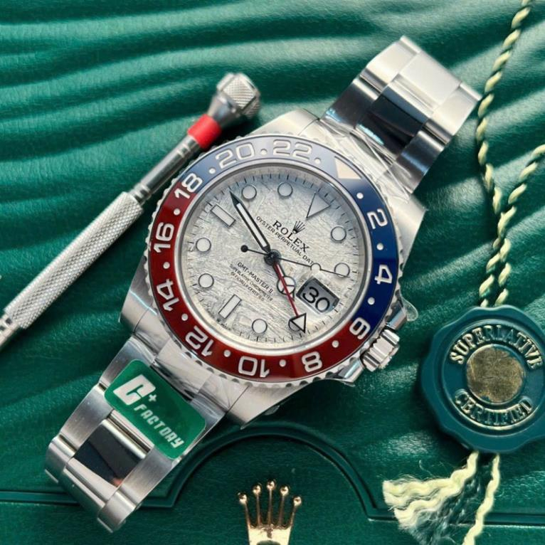 Rolex GMT Pepsi mặt số thiên thạch - Nhà Máy C+ Phiên Bản Cao Nhất - Bảo Hành 2 năm Babu