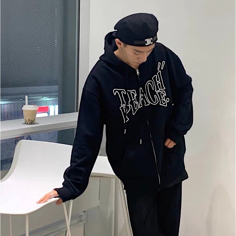 Hoodie Zip , Áo Khoác Nỉ Hoodie Zip Form Rộng Unisex EA Nam Nữ Unisex