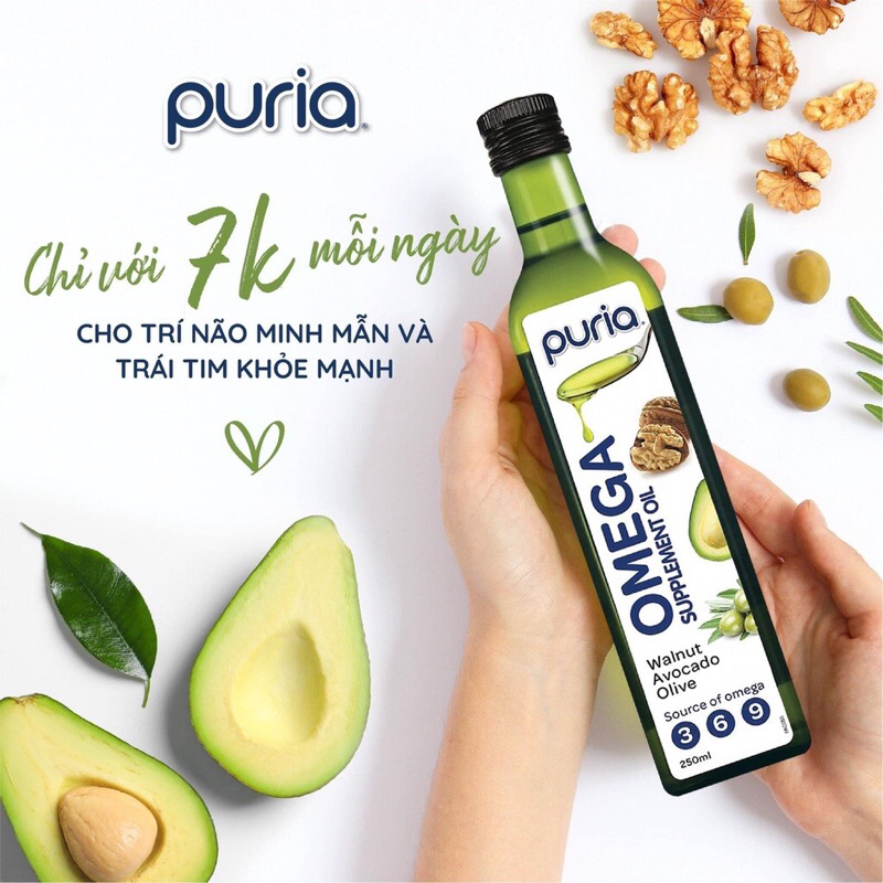 Dầu óc chó, oliu, quả bơ omega 369 Puria