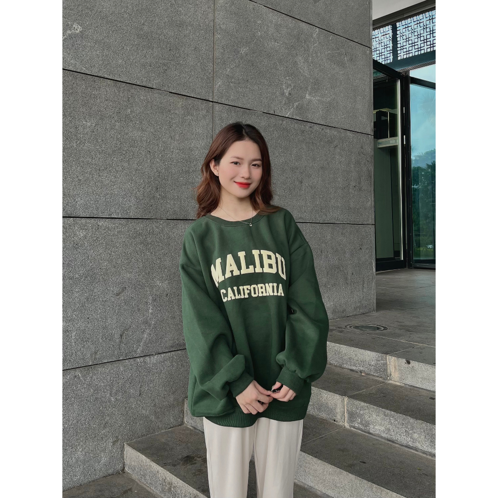 Áo sweater nữ dáng rộng in chữ MALIBU phong cách  AoSwtMALIBU780