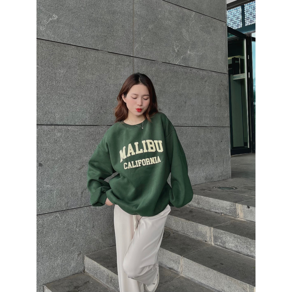Áo sweater nữ dáng rộng in chữ MALIBU phong cách  AoSwtMALIBU780