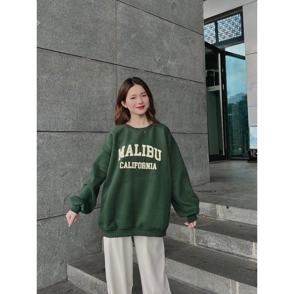 Áo sweater nữ dáng rộng in chữ MALIBU phong cách  AoSwtMALIBU780