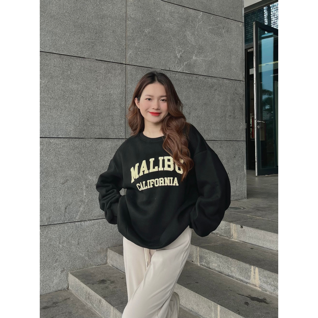 Áo sweater nữ dáng rộng in chữ MALIBU phong cách  AoSwtMALIBU780