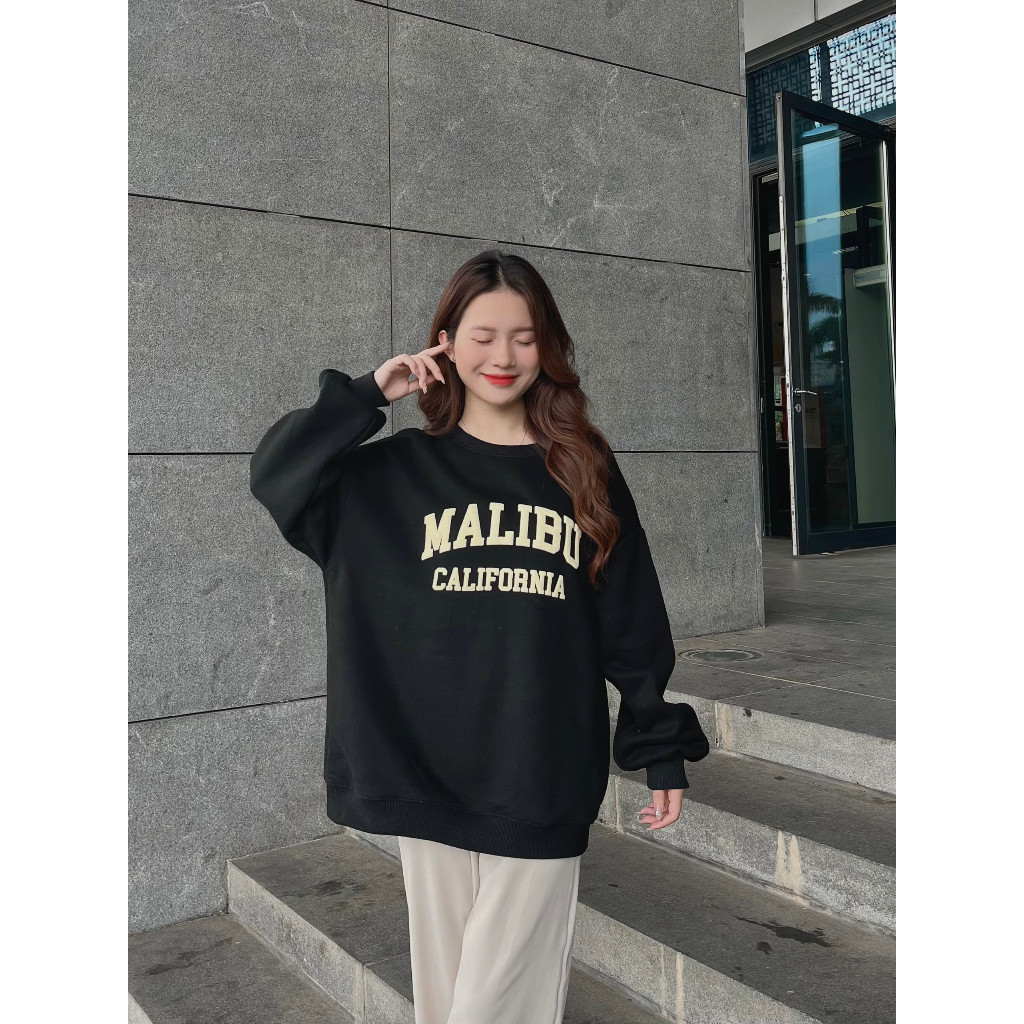 Áo sweater nữ dáng rộng in chữ MALIBU phong cách  AoSwtMALIBU780