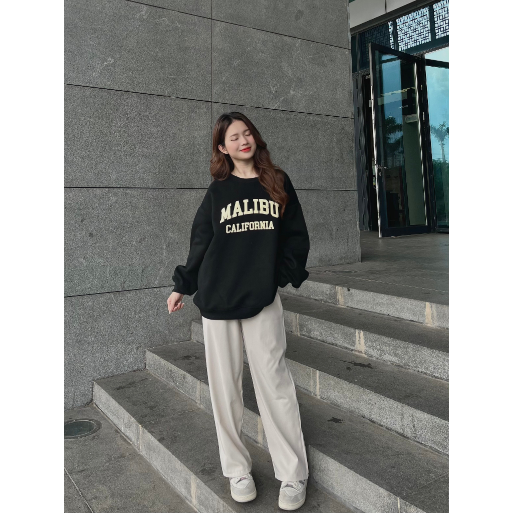 Áo sweater nữ dáng rộng in chữ MALIBU phong cách  AoSwtMALIBU780