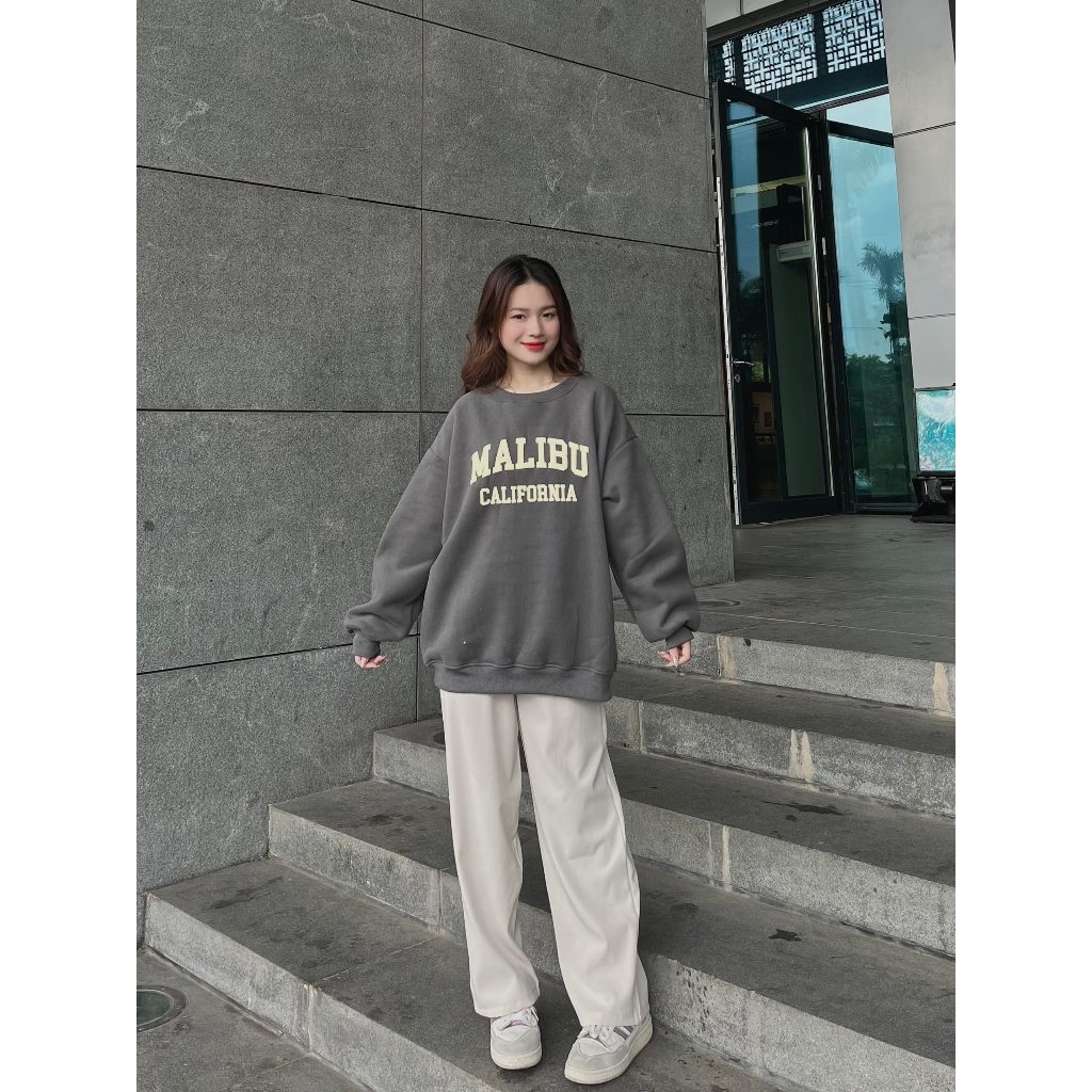 Áo sweater nữ dáng rộng in chữ MALIBU phong cách  AoSwtMALIBU780