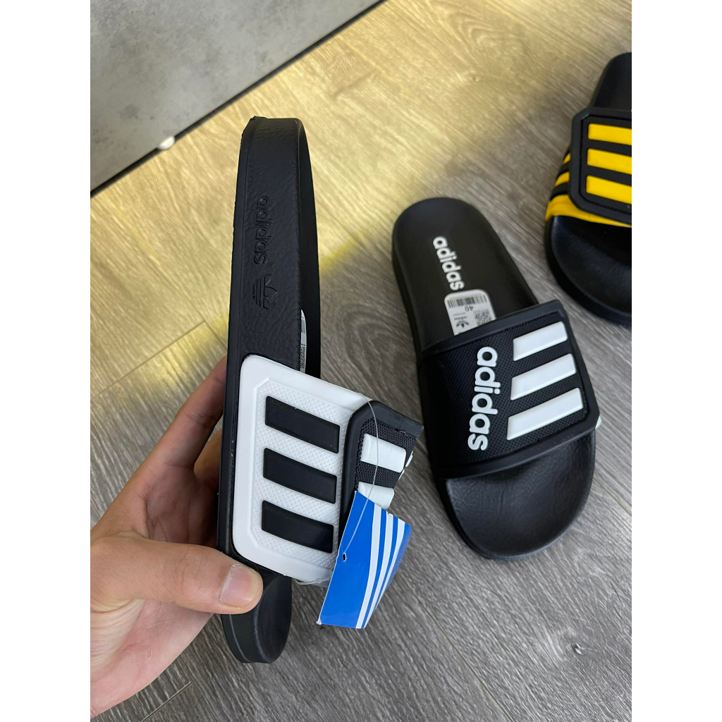 Dép nam adidas quai ngang cao cấp , Dép nam quai ngang họa tiết dập nổi đế cao su chống thấm nước fullbox hot trend