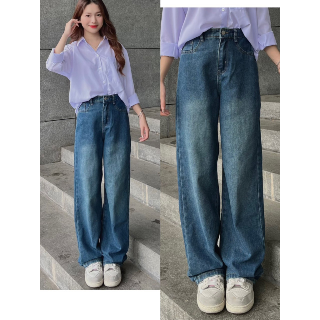 Quần jeans nữ Maia lưng cao ống rộng vừa mặc đi học đi làm Q900 P0K43