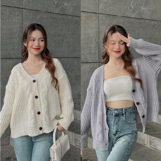 Áo len cadigan vặn thừng cúc đen siu xinh Maia Aocadigan4353 P0K19