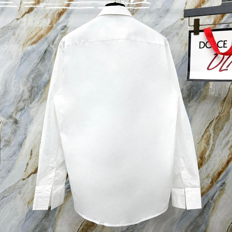 Áo sơmi Trắng Nam Dài Tay Neil Barrett Vải Thô Thêu Vạch Sọc Chéo Chữ V Đơn Giản Cho Các Boy Phố Đi học Đi Chơi