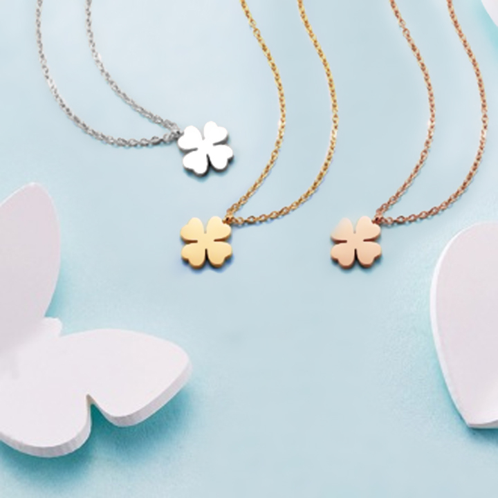 Dây chuyền titan cỏ 4 lá may mắn cao cấp thời trang thép không gỉ- DCTT4LaLC