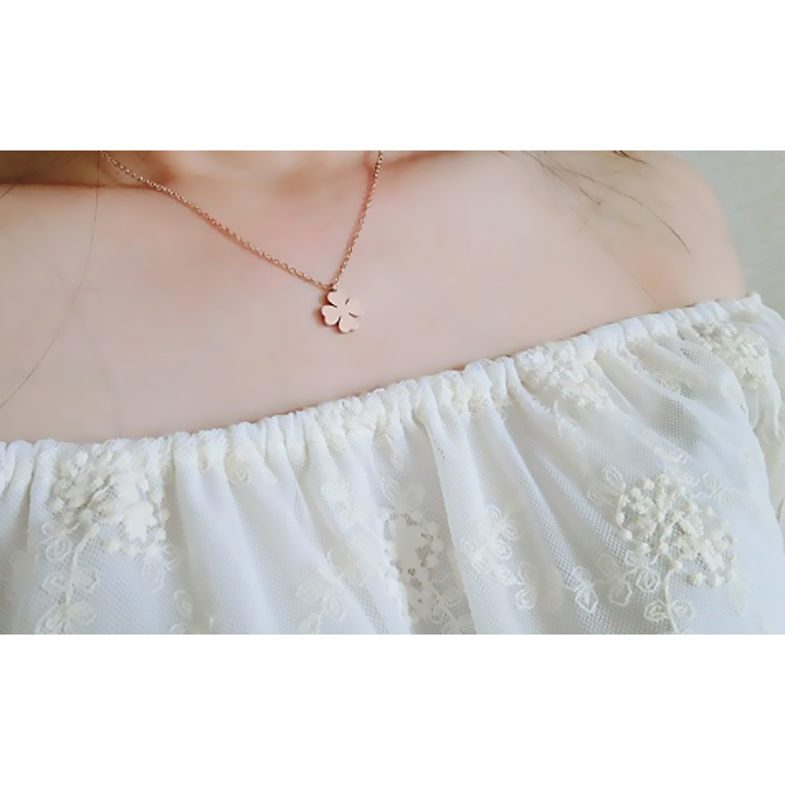 Dây chuyền titan cỏ 4 lá may mắn cao cấp thời trang thép không gỉ- DCTT4LaLC