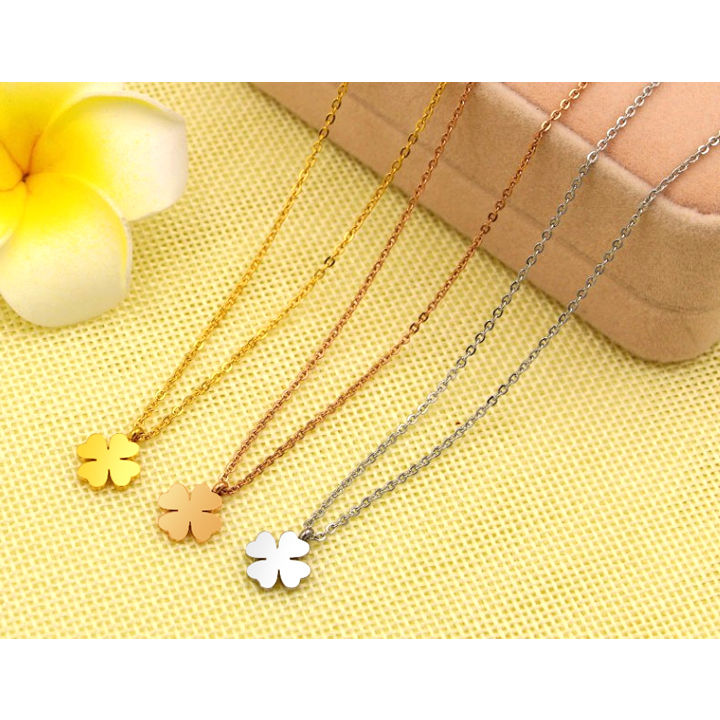 Dây chuyền titan cỏ 4 lá may mắn cao cấp thời trang thép không gỉ- DCTT4LaLC