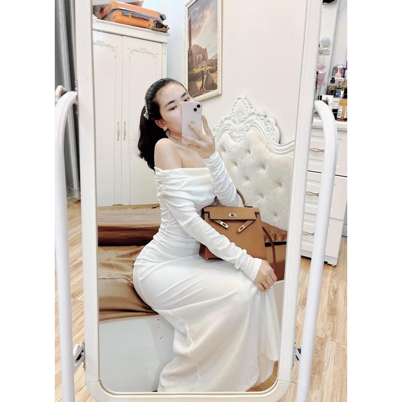 (HOẢ TỐC)Maxi bẹt vai kèm ảnh thật
