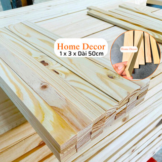 Thanh Nan Gỗ Thông Bào Sẵn Giá Rẻ, Gỗ Thông Xẻ Thanh Dày 1cm x 3cm x Dài 50cm Dùng Làm Nẹp Chỉ Decor