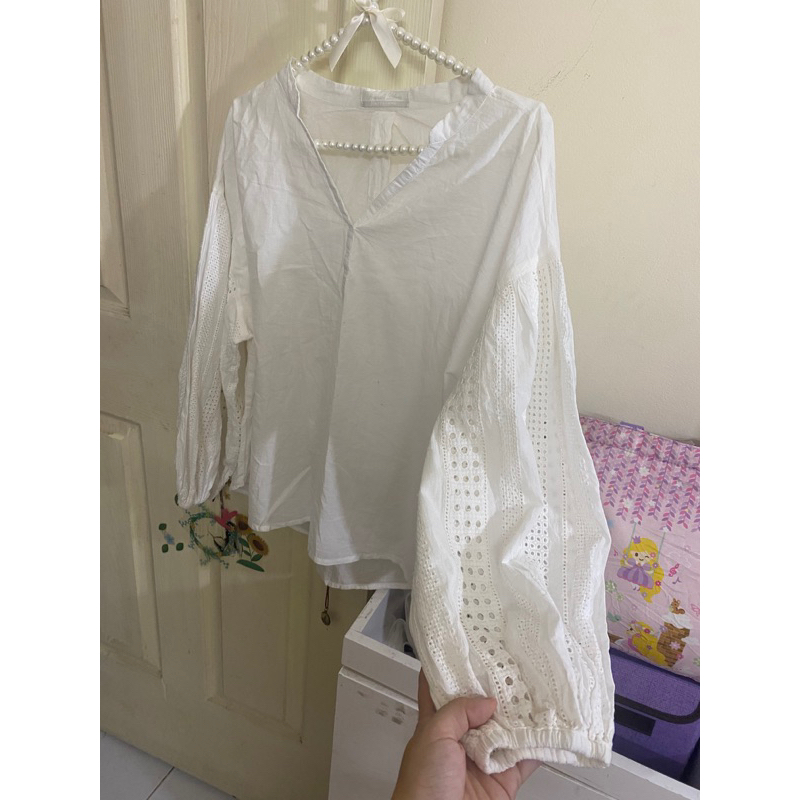 Áo xô trắng tay phồng