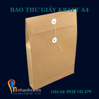 Bao thư giấy Kraft A4 ,1 cái bao thư giấy xi măng Cột Dây, Có đáy / Không đáy nâu trơn giá rẻ , chất lượng - INNHANHRE