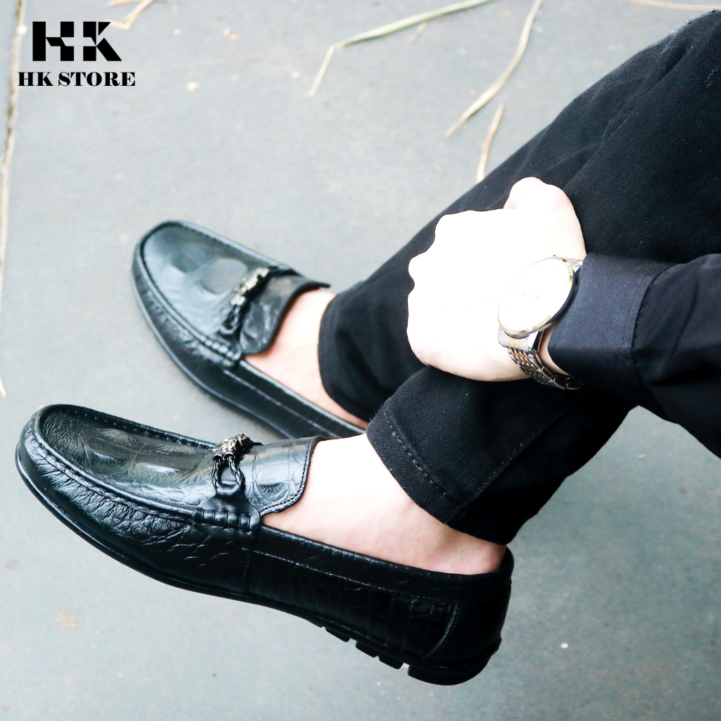 Giày mọi nam da bò dập vân cá sấu thòi trang đẹp mắt , dễ dàng phối đồ , đi lại êm chân mềm mại