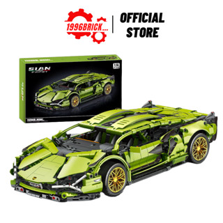 [ Điều Khiển Được] Mô hình lắp ráp siêu xe lambogini tỉ lệ 1:14 , đồ chơi lắp ráp xe lamboghini màu xanh lá 87003
