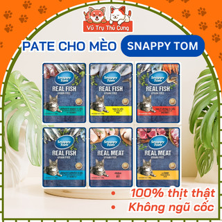 Pate Snappy Tom cho Mèo gói 85g, thành phần thịt thật, không ngũ cốc
