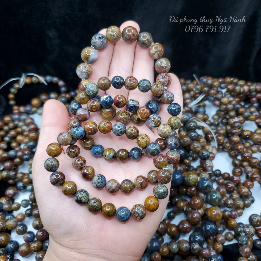 Vòng tay đá giông bão đa sắc, vân đẹp tự nhiên - có kiểm định