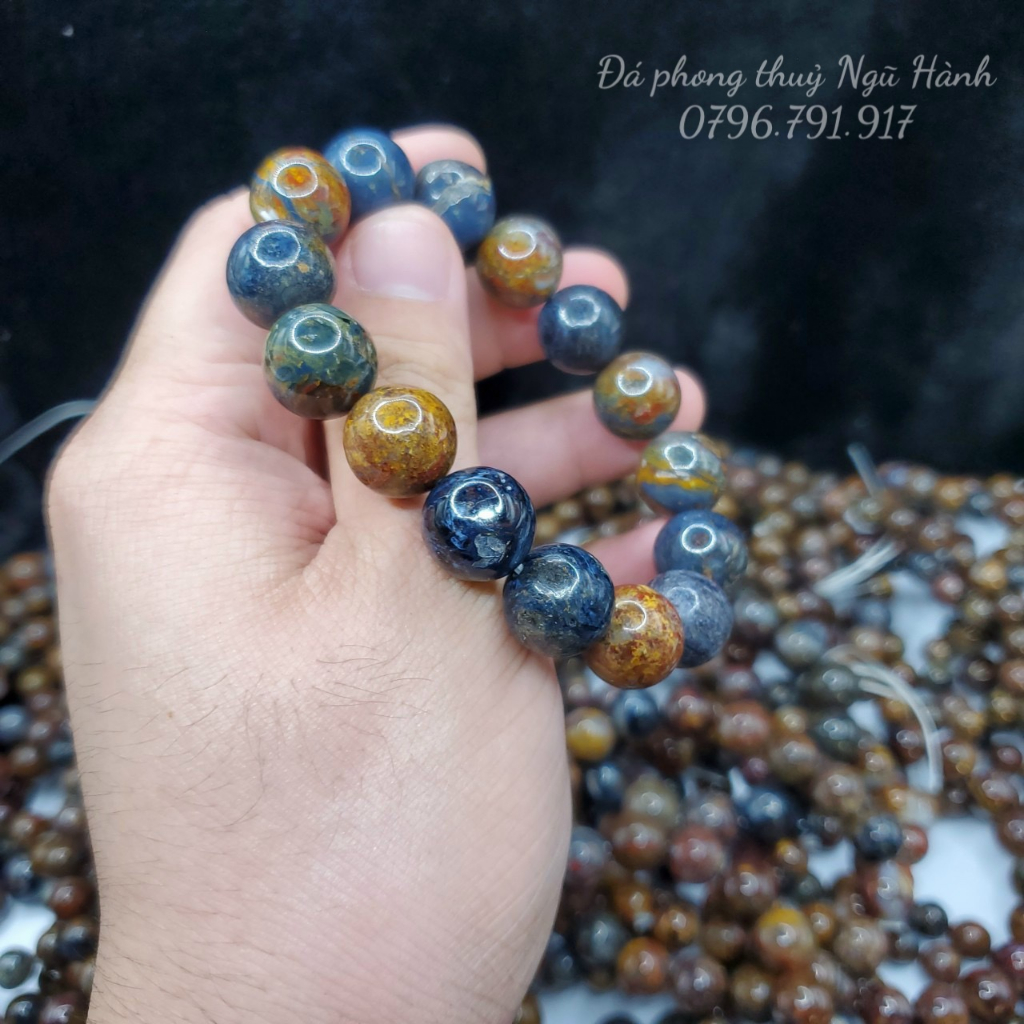 Vòng tay đá giông bão đa sắc, vân đẹp tự nhiên - có kiểm định