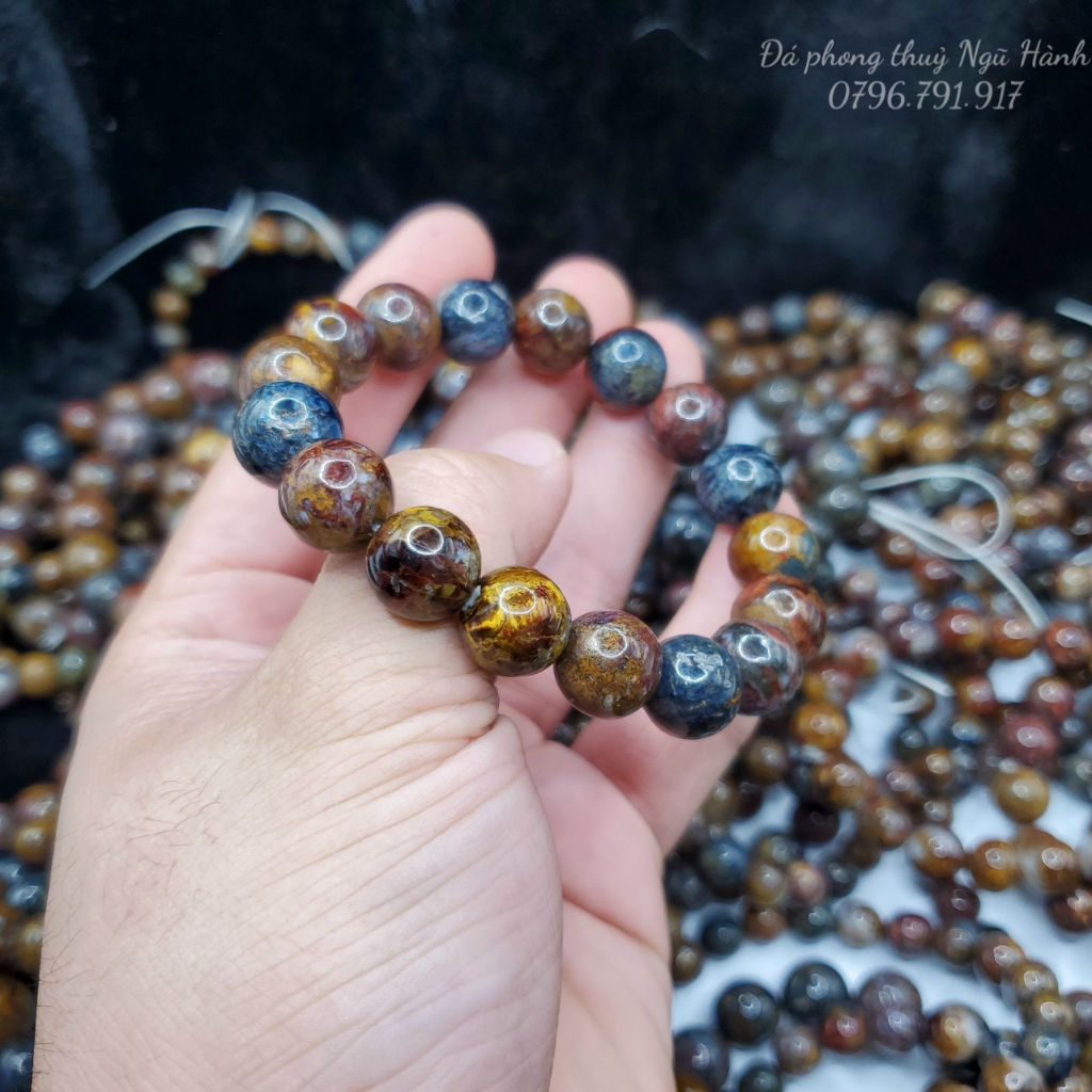 Vòng tay đá giông bão đa sắc, vân đẹp tự nhiên - có kiểm định