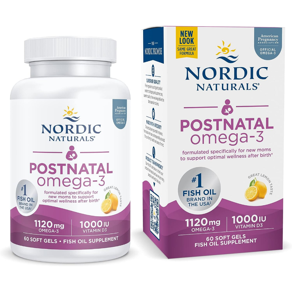 [BILL MỸ ĐI AIR]_Viên uống bổ sung Omega cho phụ nữ sau sinh Nordic Naturals Postnatal Omega-3 1120mg + 1000 IU D3 60 v