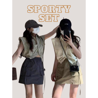 Set áo sơmi gió và chân váy - Sporty Set