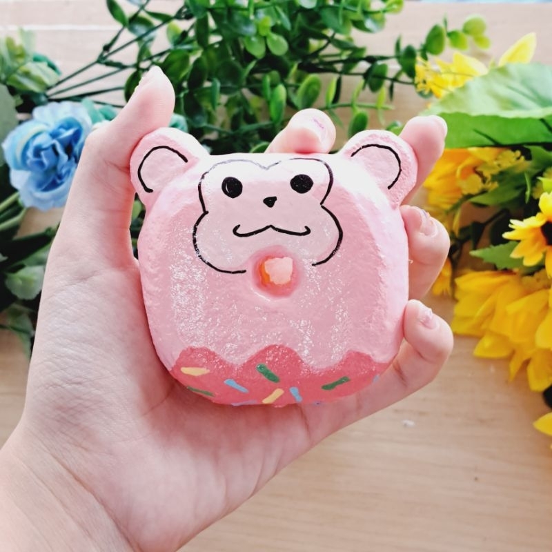 Squishy handmade DONUT KHỈ HỒNG đáng yêu