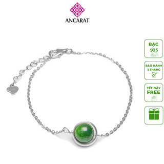ANCARAT - Lắc Tay Bạc Đá Ngũ Hành Ngọc bích VD09 (Mệnh Mộc)