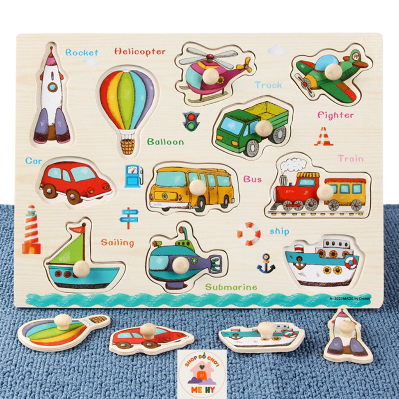 Bảng Gỗ Ghép Hình Có Núm Thông Minh Cho Bé Giúp Con Phát Triển Tư Duy Vượt Bậc - Shop Mẹ Hy