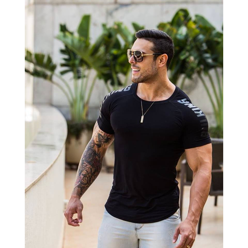 Áo tập gym nam ngắn body, áo thể thao nam tập gym, vải co giãn 4 chiều thoáng mát, thấm hút mồ hôi QV-I11