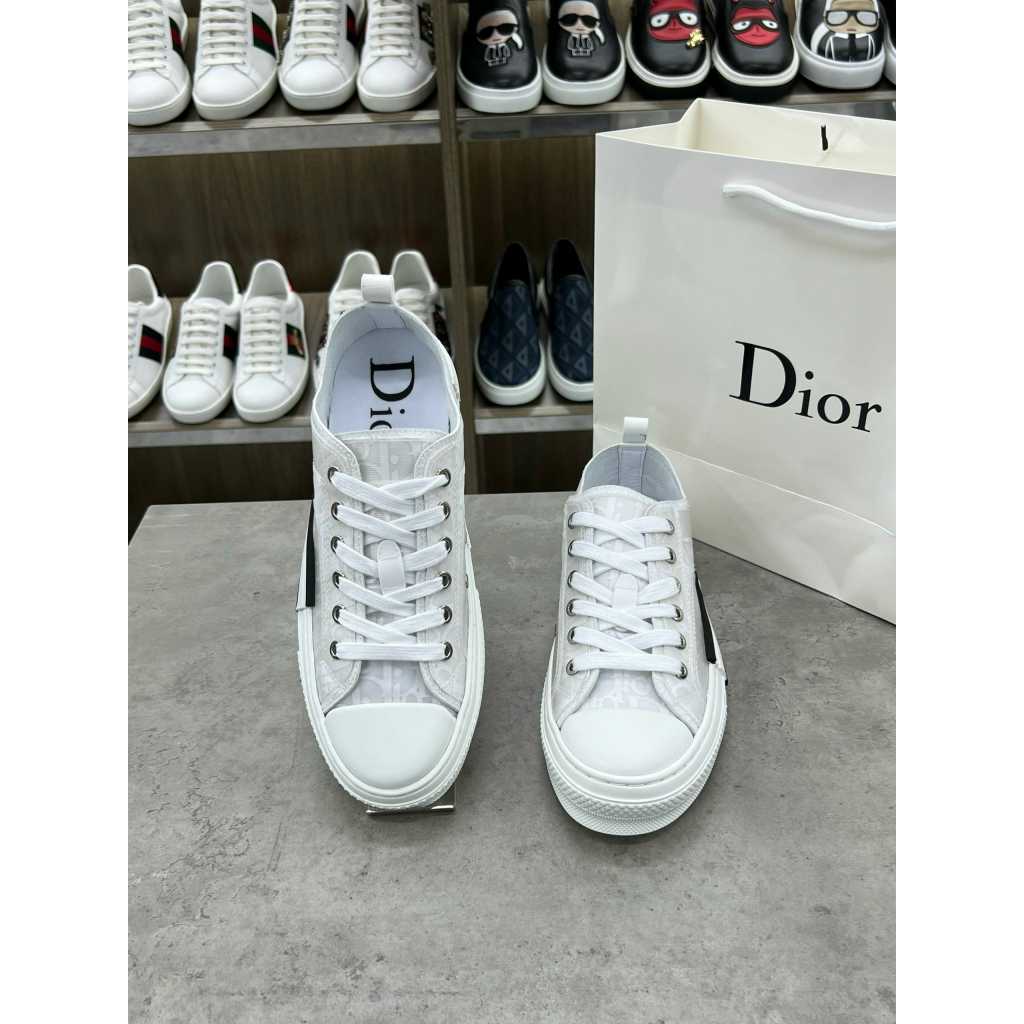 - Giày Sneaker D1or B23 Họa Tiết Monograms Màu Trắng Full Box - Giày Sneaker Nam Nữ D1or