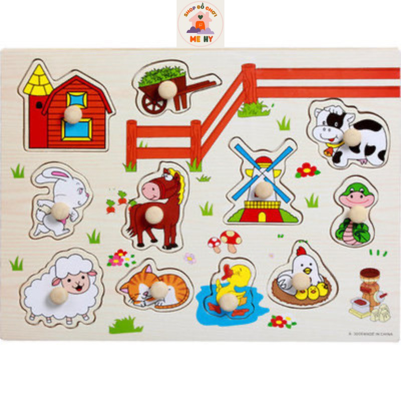 Bảng Gỗ Ghép Hình Có Núm Thông Minh Cho Bé Giúp Con Phát Triển Tư Duy Vượt Bậc - Shop Mẹ Hy