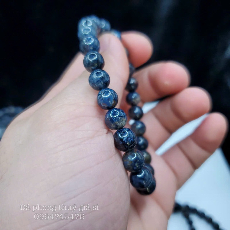 Vòng tay lắc tay đá giông bão xanh tu nhien siêu đẹp mịn kích thước 6-8mm tặng kèm hộp gấm khi mua