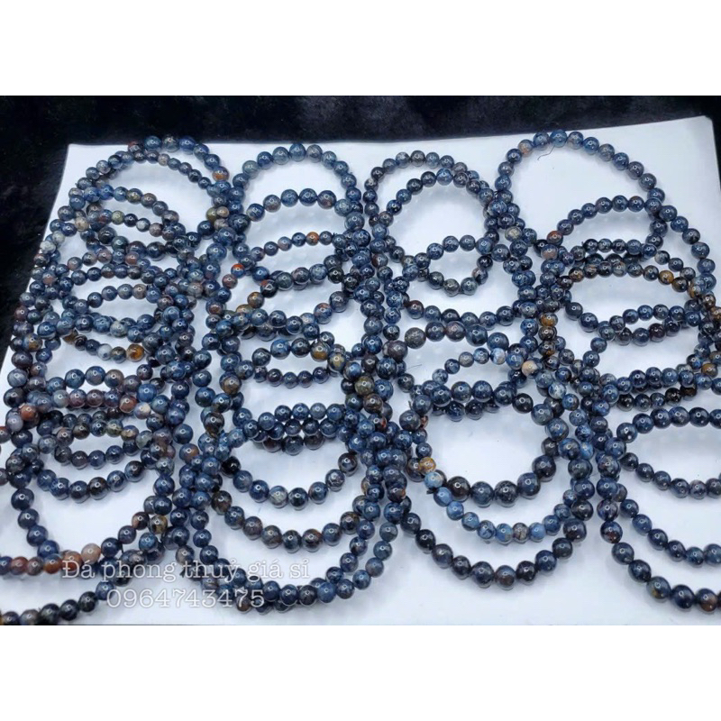 Vòng tay lắc tay đá giông bão xanh tu nhien siêu đẹp mịn kích thước 6-8mm tặng kèm hộp gấm khi mua