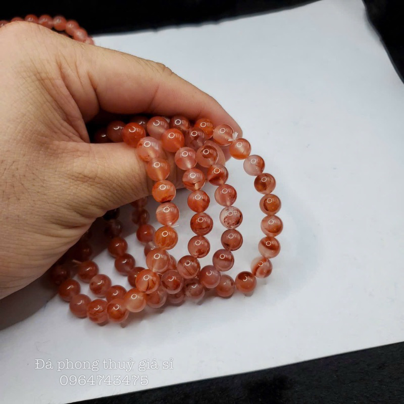 Vòng tay lắc tay đá mã não Nam Hồng siêu đẹp mịn kích thước 8-8.7li tặng kèm hộp gấm khi mua