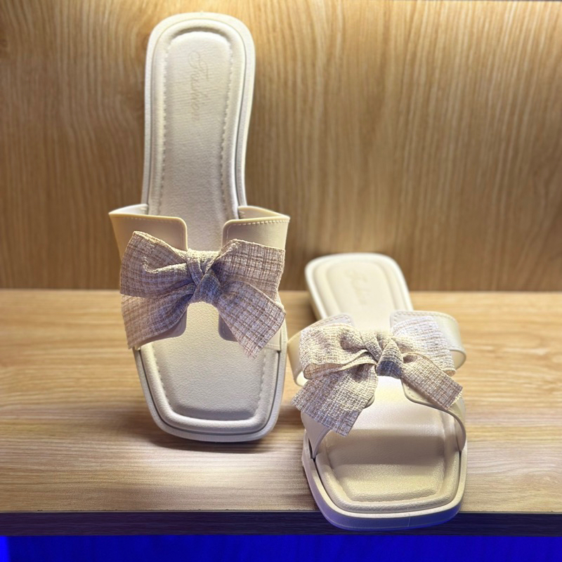 Dép chữ H nữ pvc nơ vải dép nữ  đi mưa lội nước H nơ vải