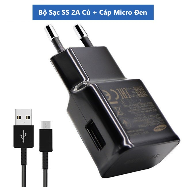 (BH 12 Tháng) Bộ Sạc 2A Củ + Cáp Sạc Micro 1.5M Màu Đen Dành Cho Các Máy Android - TuHaiStore