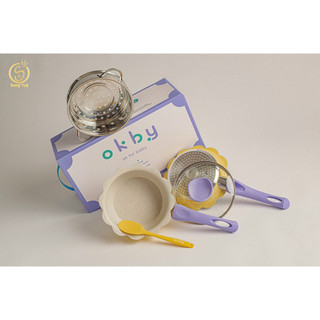 [ TẶNG PHỚI SILICON] Bộ nồi chảo đá nấu ăn dặm cho bé, men đá chống dính cao cấp set 3 món nồi xửng chảo