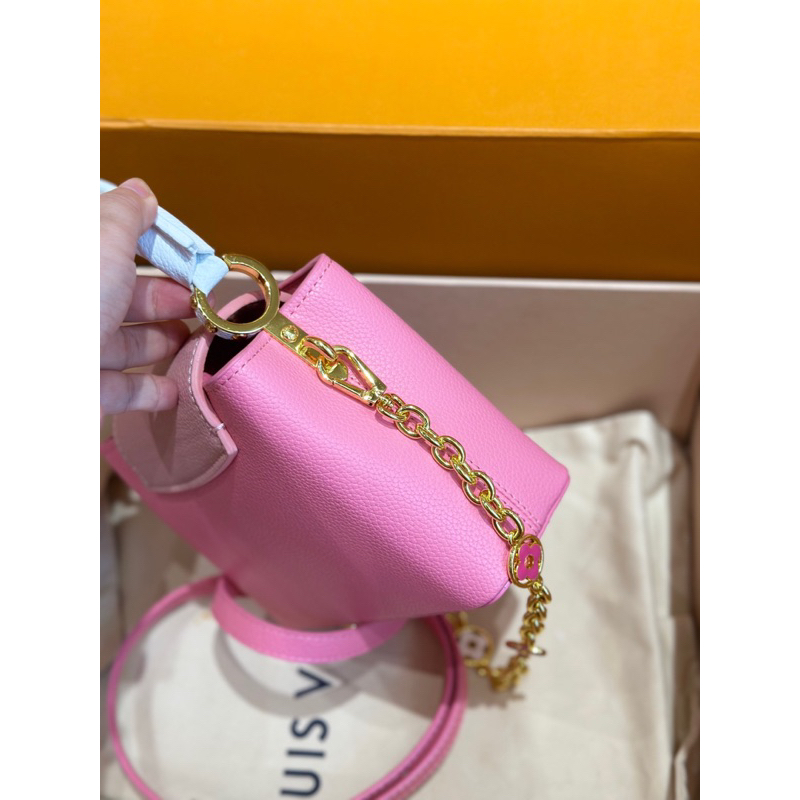 LV CAPUCINES KINI HỒNG ROSE Size 21cm tặng kèm khăn túi fullbox vip