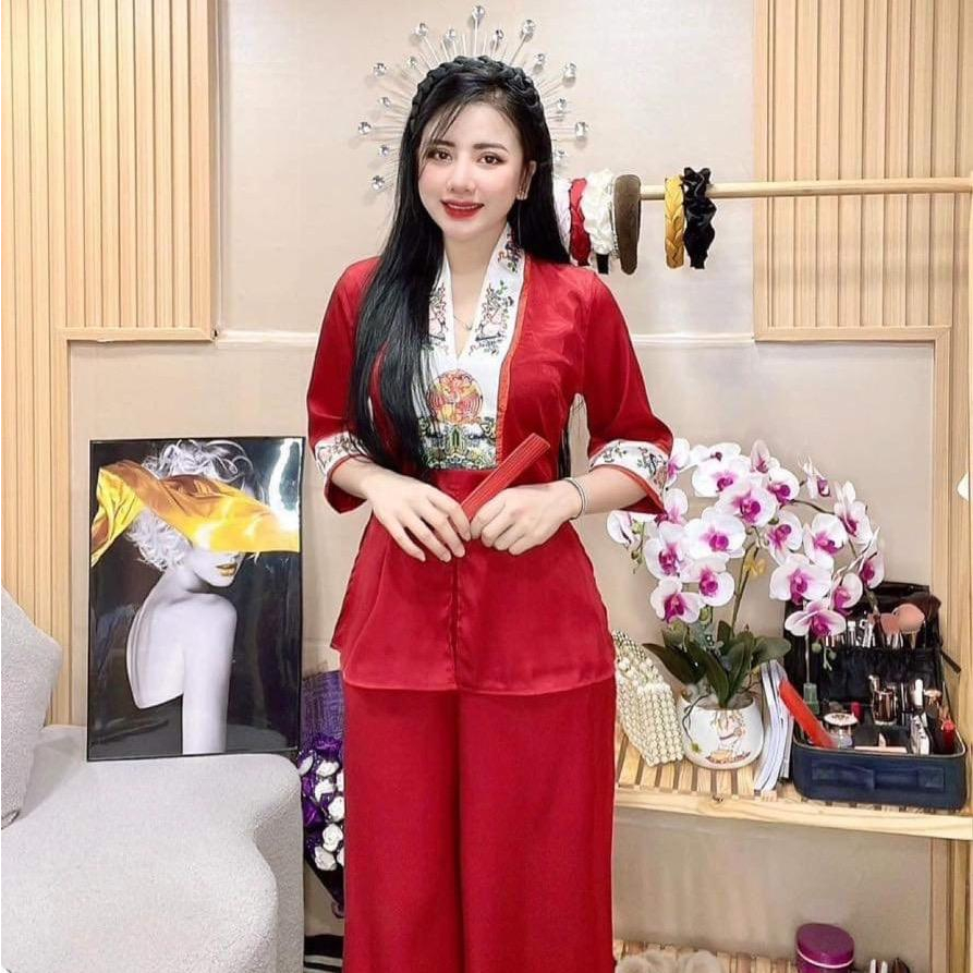 Đồ Lam Đi Chùa - Bộ BIGSIZE Pháp Phục Đồ Đi Chùa Phối Viền Hoa Văn Trang Nhã 60-70Kg