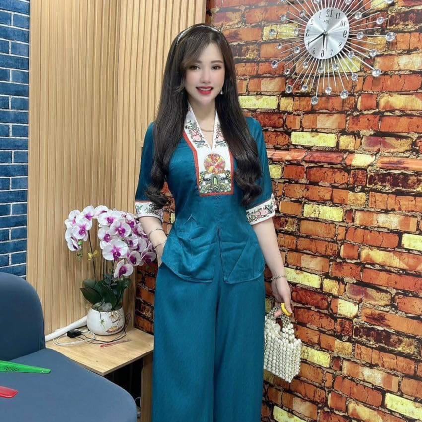 Đồ Lam Đi Chùa - Bộ BIGSIZE Pháp Phục Đồ Đi Chùa Phối Viền Hoa Văn Trang Nhã 60-70Kg