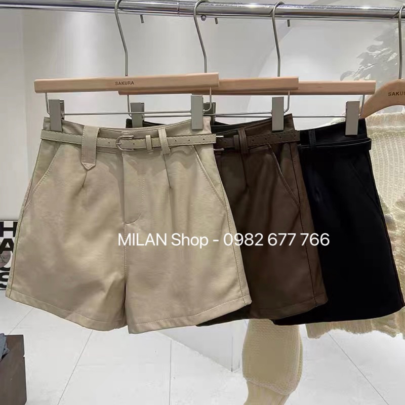 Quần short da kèm đai chất đẹp new hot