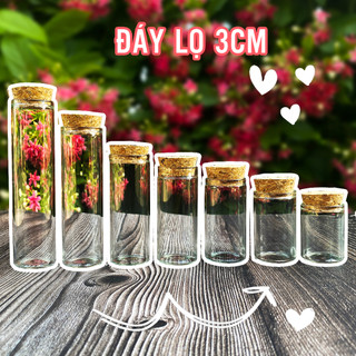 Lọ thủy tinh mini nắp gỗ - Chai lọ thuỷ tinh nhỏ có nút bần - 15ml 20ml 25ml 30ml 40ml 50ml 60ml nút gỗ miệng rộng