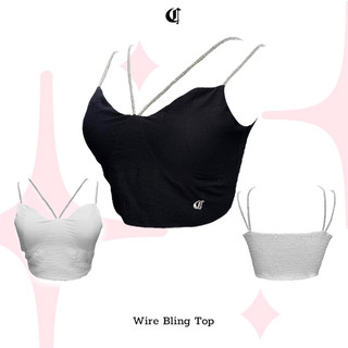 Áo dây đính hạt bling lấp lánh smallsize / bigsize Chlisty WIREBLING TOP linen trắng đen basic y2k size lớn nữ 40kg-70kg